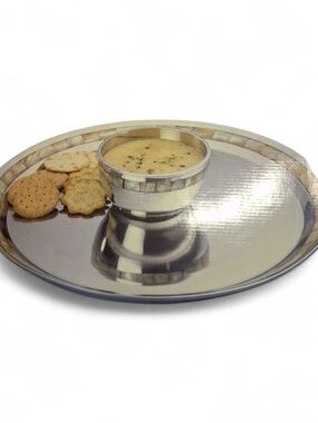 Towle  Elegant Alternative Metal With Mother Of Pearl Accents Chip/Dip Set